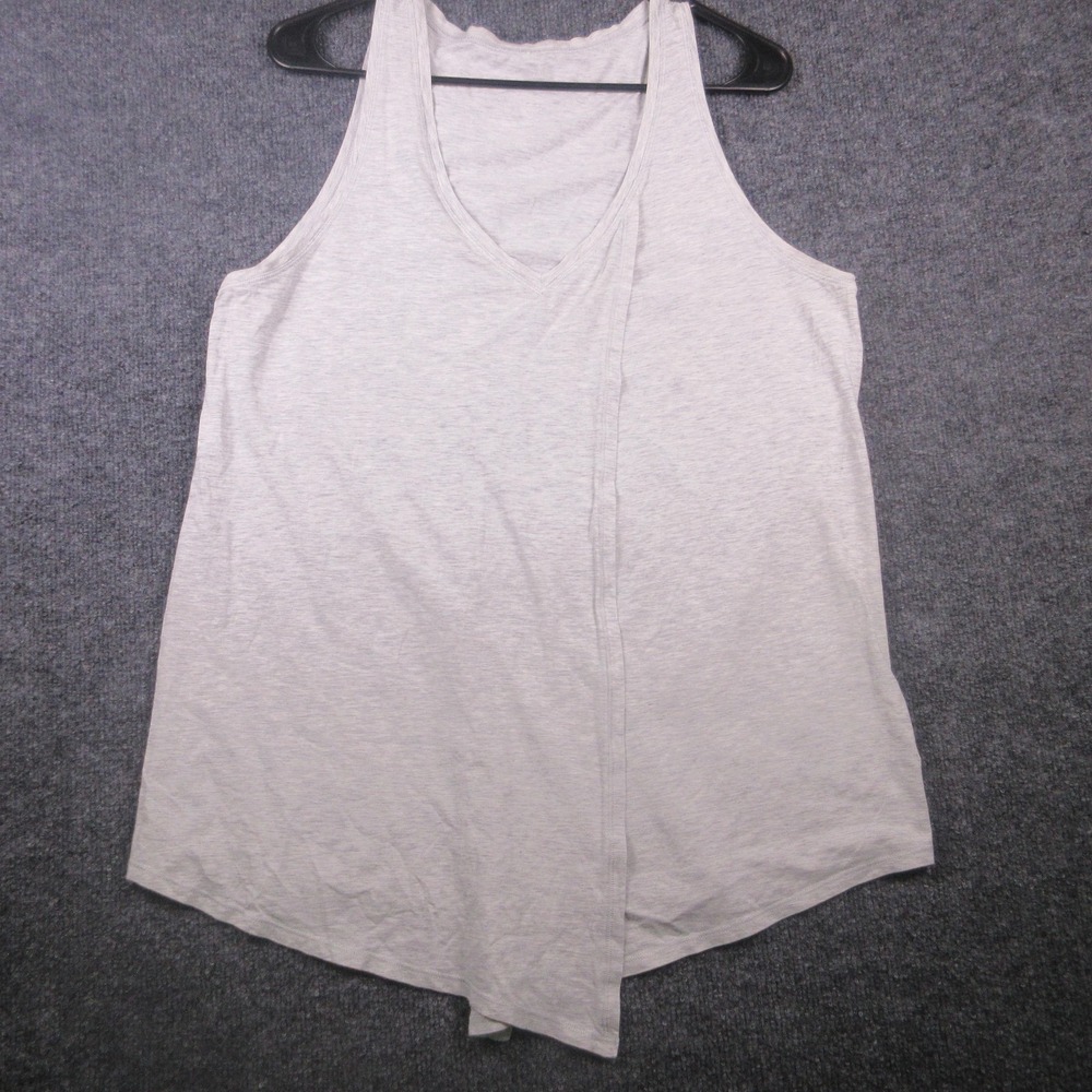 Lululemon‎ Tank Top Womens Medium Gray V Neck Racerback Asymmetrical Hem Yoga